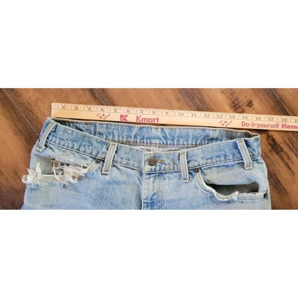 Vintage Levis 549 36x32 Leather Tab Jeans 80s 90s Stone Wash Frayed Faded Thick